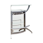 Coaster Dallas 2-shelf Bar Unit Silver and Frosted Glass Model 100135
